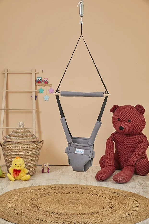 Hoppala Zıpzıp Yüz Korumalı Kanguru, Yaylı Denge Bebek Yürüteci Doğal Ahşap